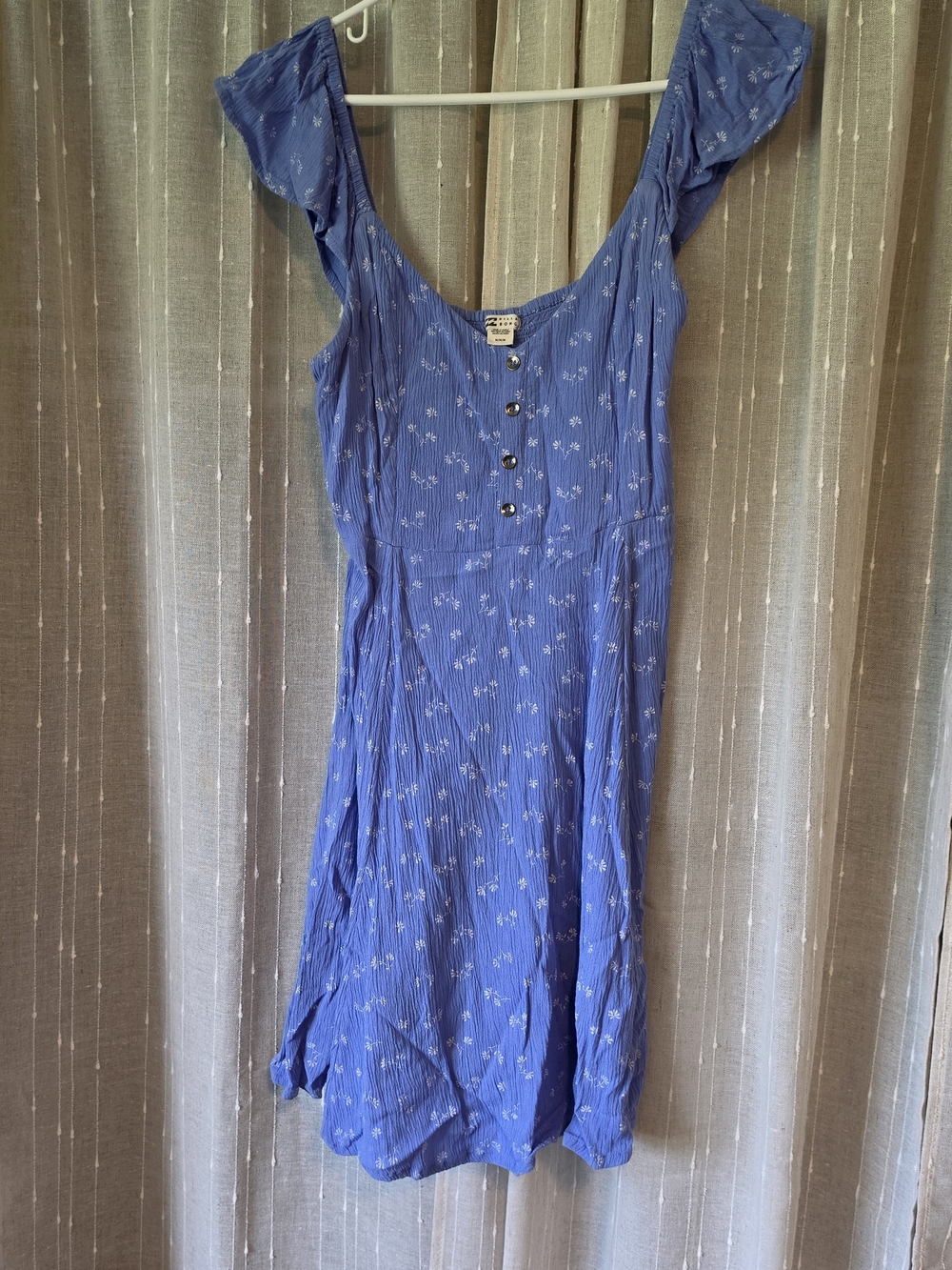 Billabong Periwinkle Floral Midi Dress with Button Front
